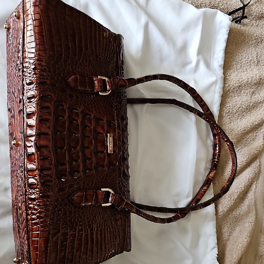 Brahmin Pecan BrownCrocodile Daylan Embossed Shoulder Bag - Picture 2 of 12
